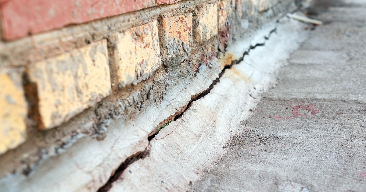 Cracked brick foundation